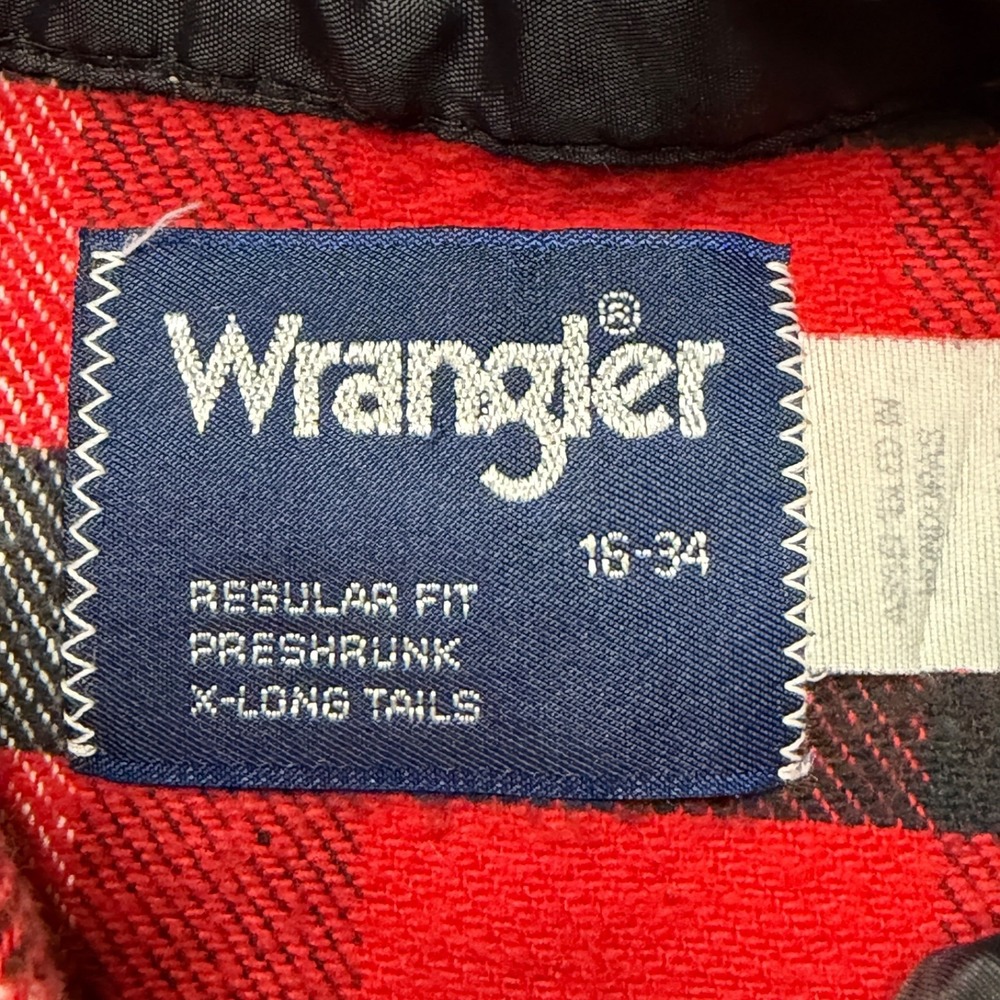 Vtg Wrangler Western Shirt Mens 16 34 Plaid Flannel Pearl Snap 90s Cowboy Rodeo - Picture 4 of 7